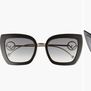 55mm Gradient Fendi Cat Eye Black Sunglasses